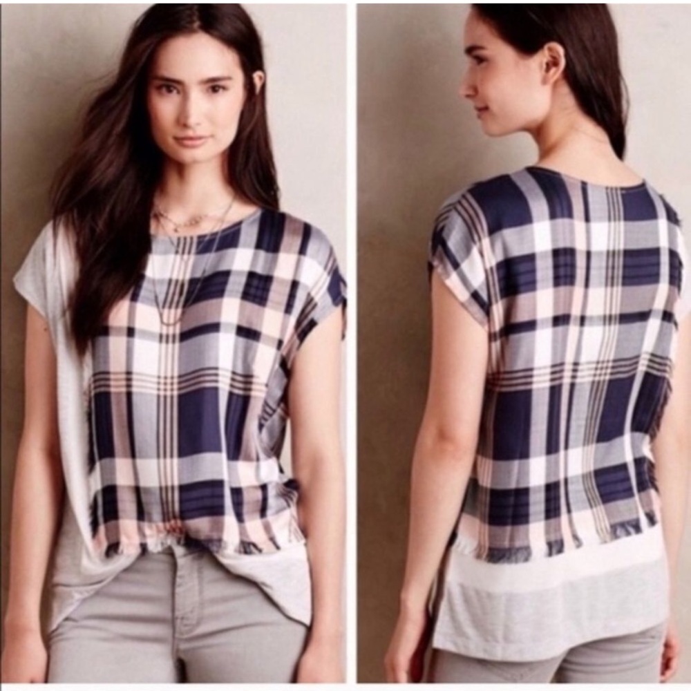 Anthropologie Hammon Plaid Tee - M!